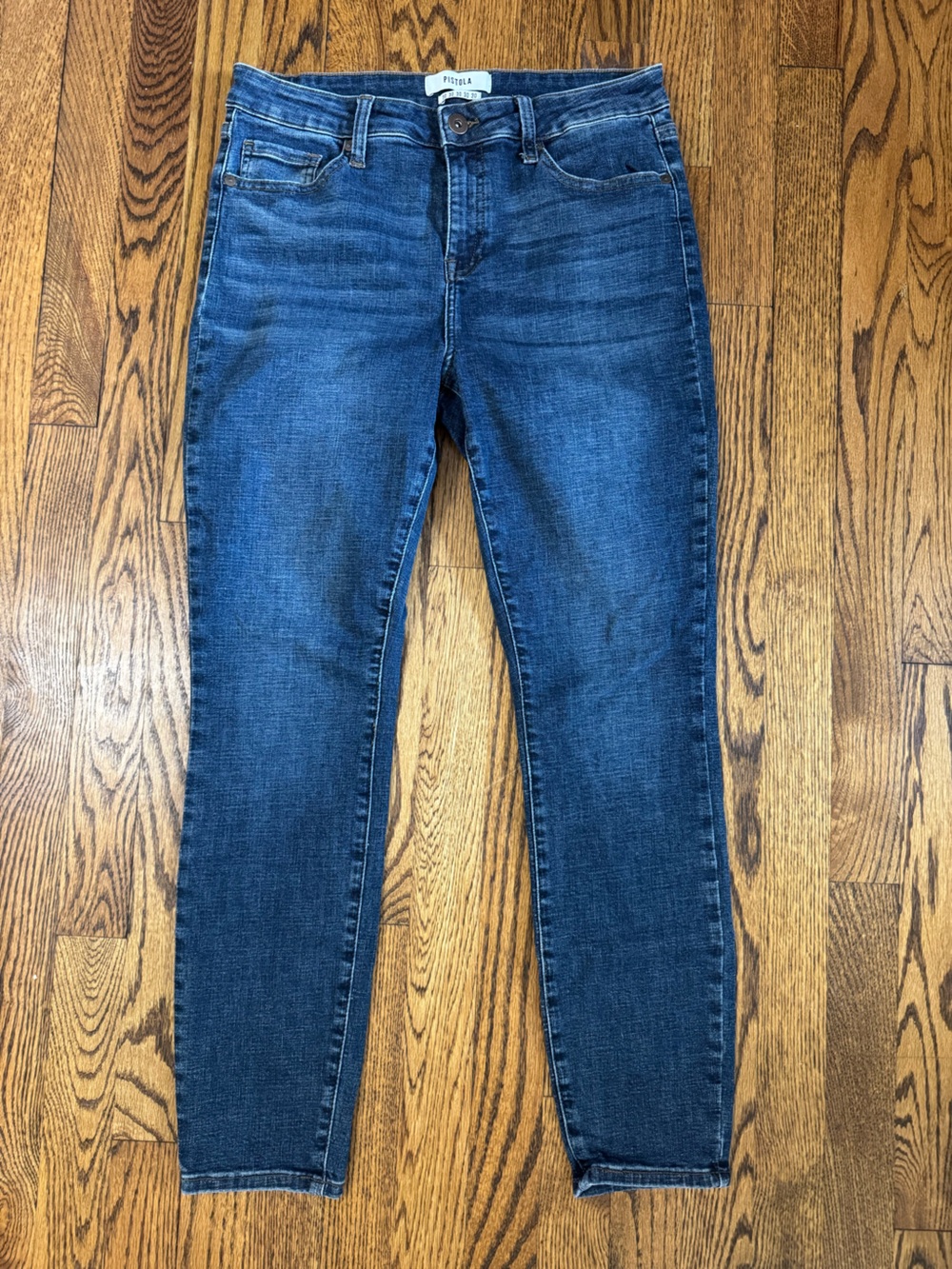 Pistola Denim Jeans 30 Dark Wash Slim Straight Skinny Stretch Ankle